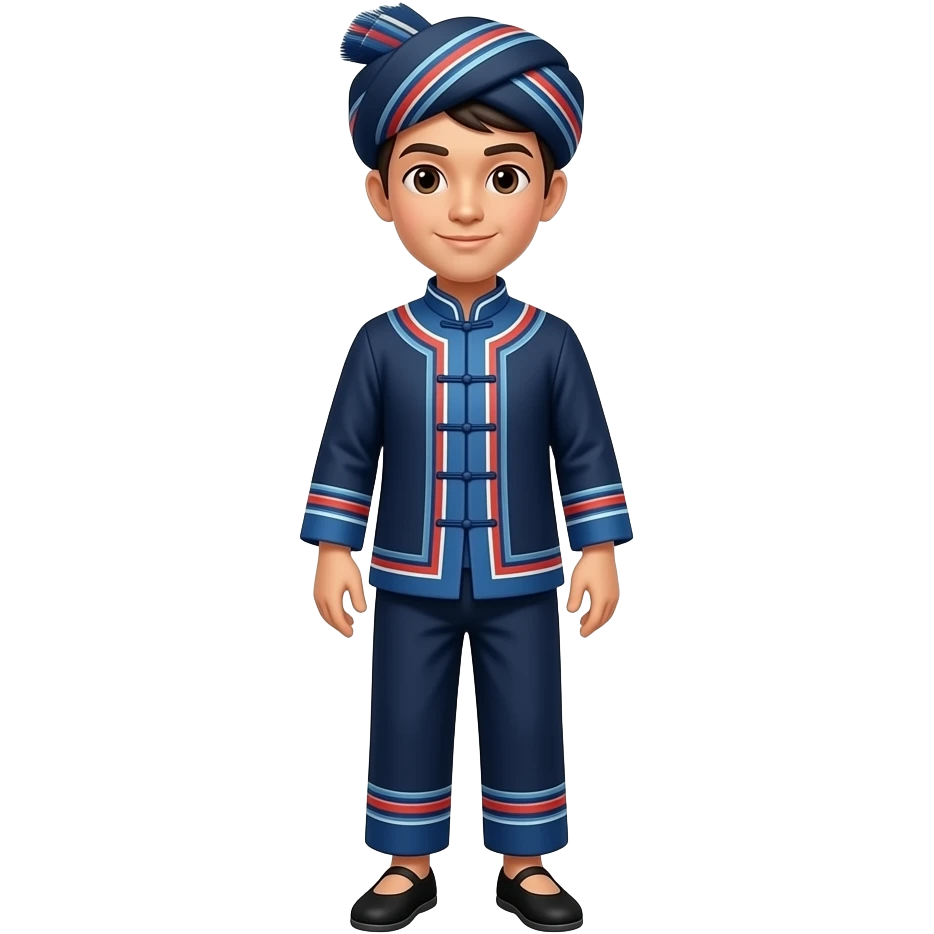 Create a Tày man wearing traditional costume with whole body emoji