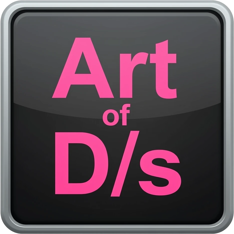 Make a sign with pink letters of a black background that says "Art of D/s emoji