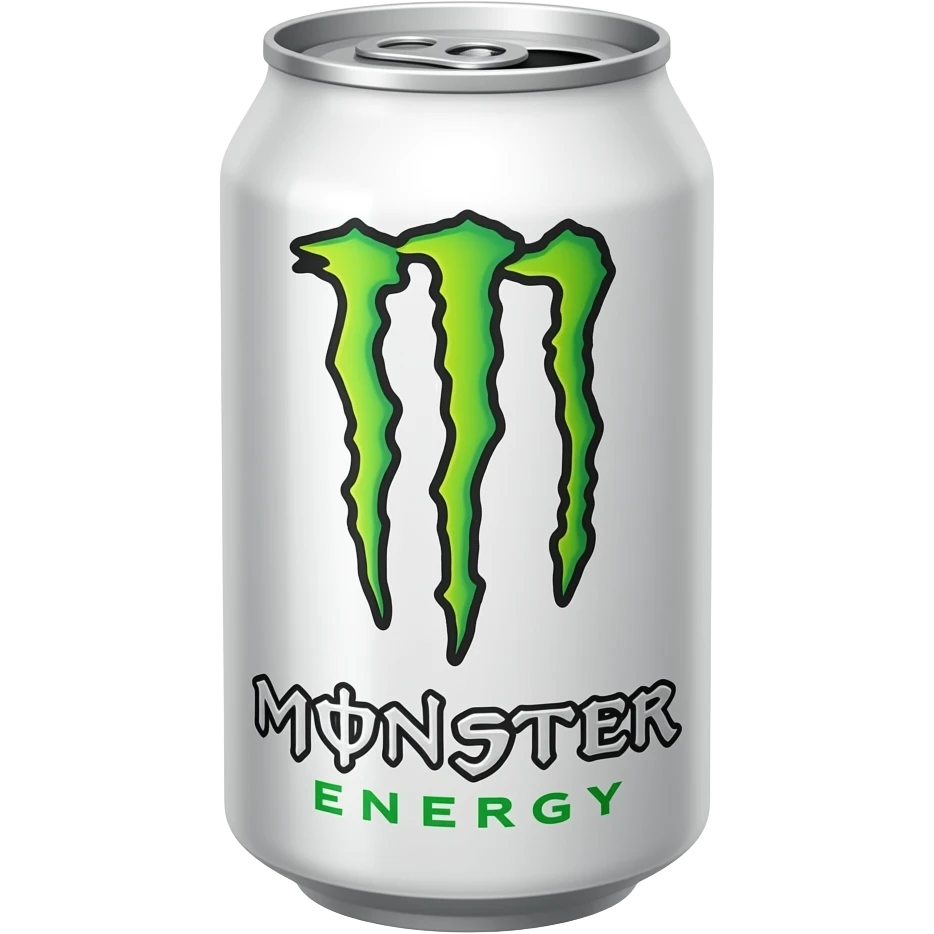Una lata de monster de color blanco emoji