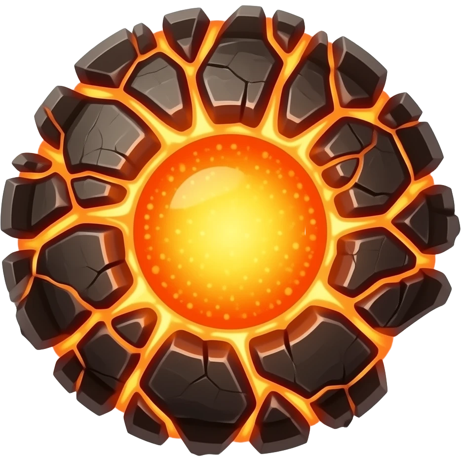 lava core bayblade, cracked magma shell, glowing heat veins emoji