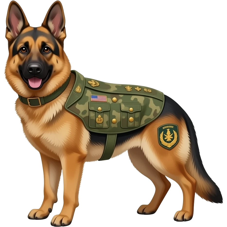 A German Shepherd wearing a full army general uniforms, highly detailed ...