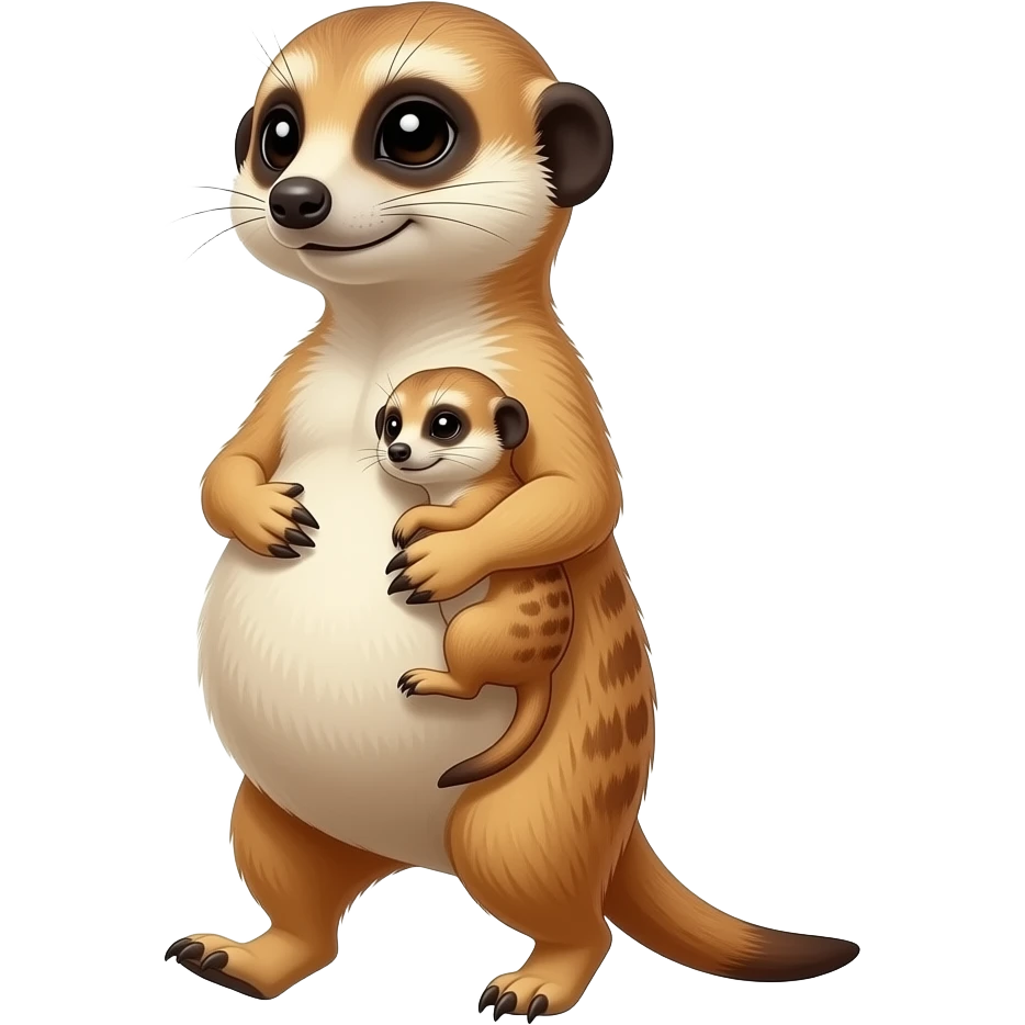 A female Meerkat now wants to give a try to walk,but with her fat stomach so big she has to get a grip of it and hold it up then cradle her food baby, it is a guessing game with her bun in the oven,but she knows she is just fat,her bellybutton makes agreement with clues. emoji