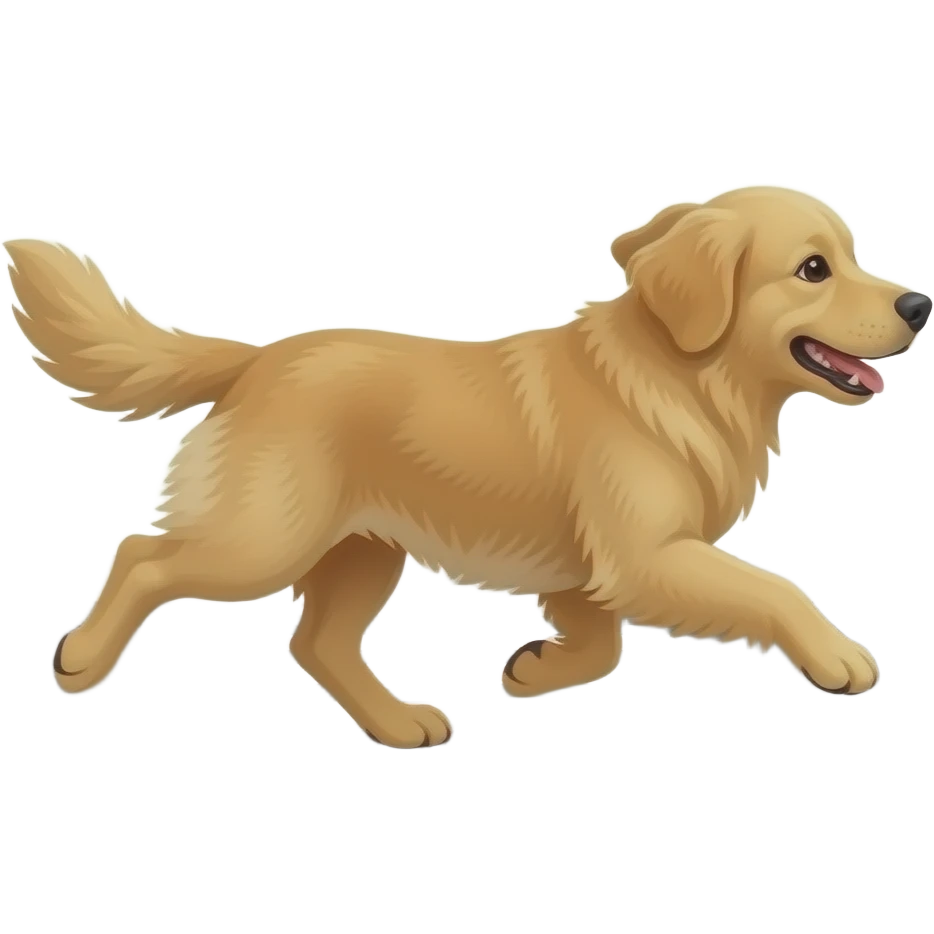 The Golden runs across the wide street. emoji