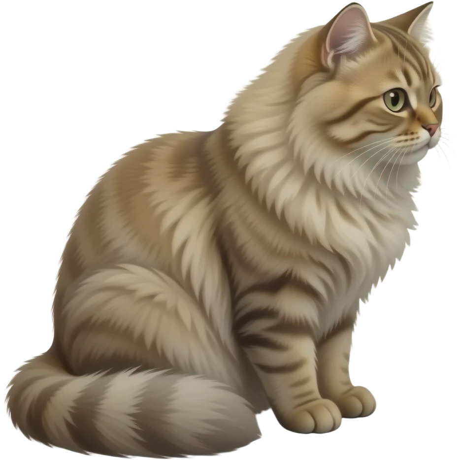 Realistic ugly straight-sitting Persian cat, back facing to the right emoji