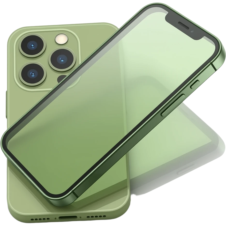 smartphone with a screen a The phone’s body) is olive-green color emoji