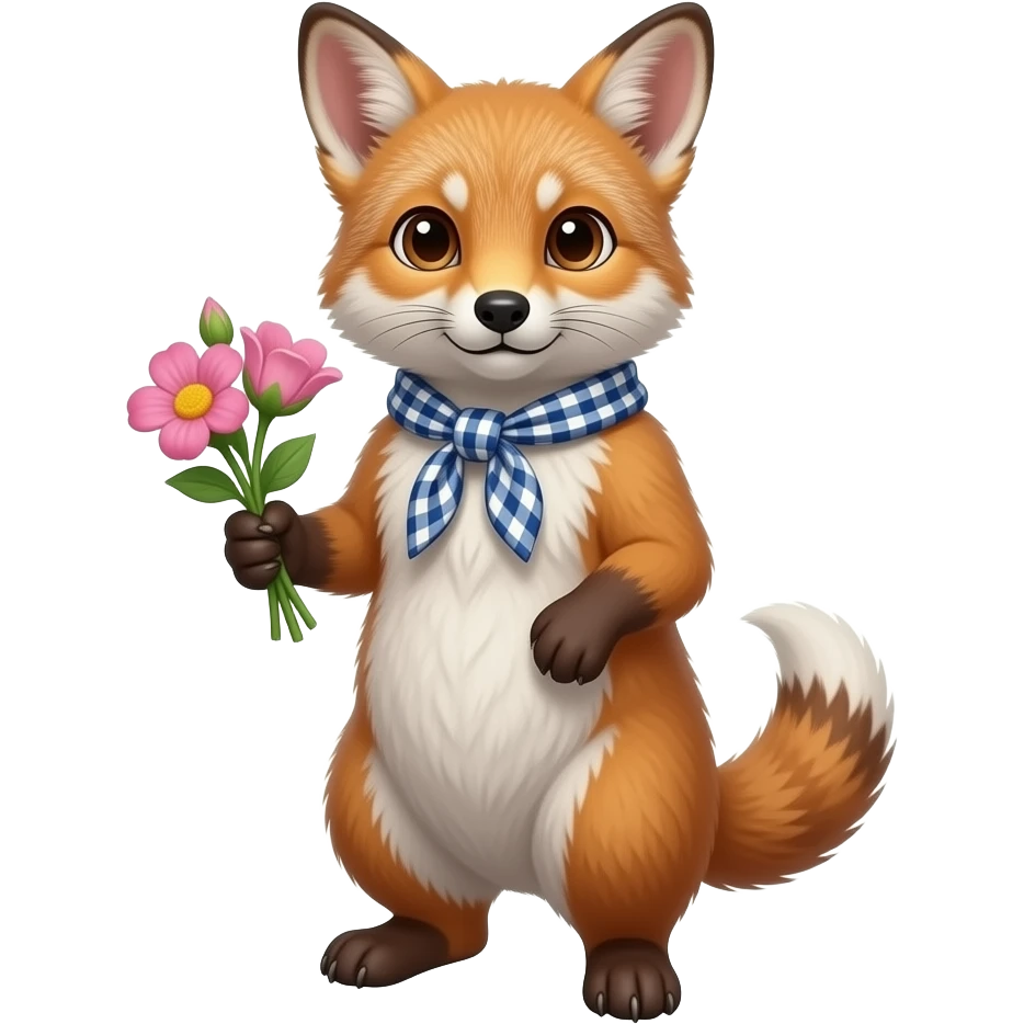 a bust shot of an animal holding flowers emoji