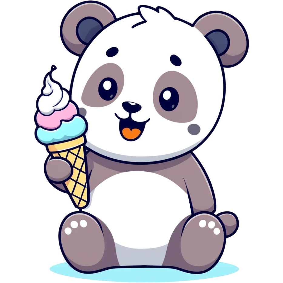 Panda eating ice cream emoji