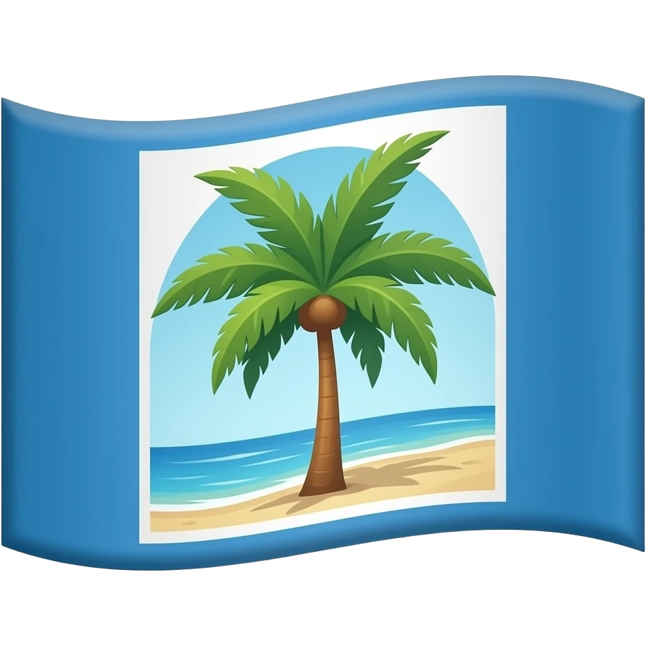 Cliperton island flag that is blue flag with white flipped square and inside its a tree from beach emoji