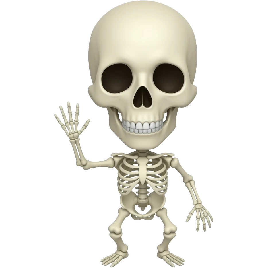 Tiny skeleton waving emoji