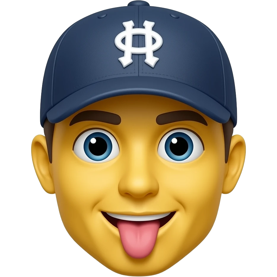 Tongue sticking out back wards baseballs hat face yellow emoji emoji