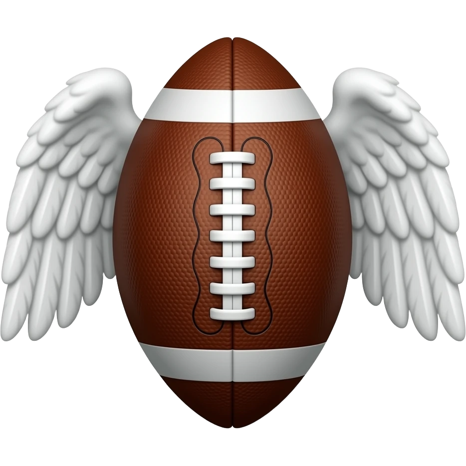 A football with wings and a halo that is straight on emoji