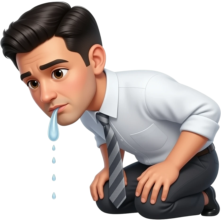 Hombre Joven Candidato Presidencial Joven Con Cabello Corto Y Peinado Color Negro Con Camisa De Vestir Blanca De Oficina Y Corbata Gris 100% Abotonada Defecando Y Orinando Masivamente Estilo Realista Fotografíco Sin Ser Dibujo Animado emoji