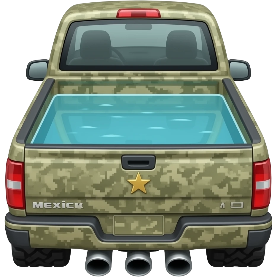 Silverado del Ejército Mexicano cin sus tubos en la batea emoji