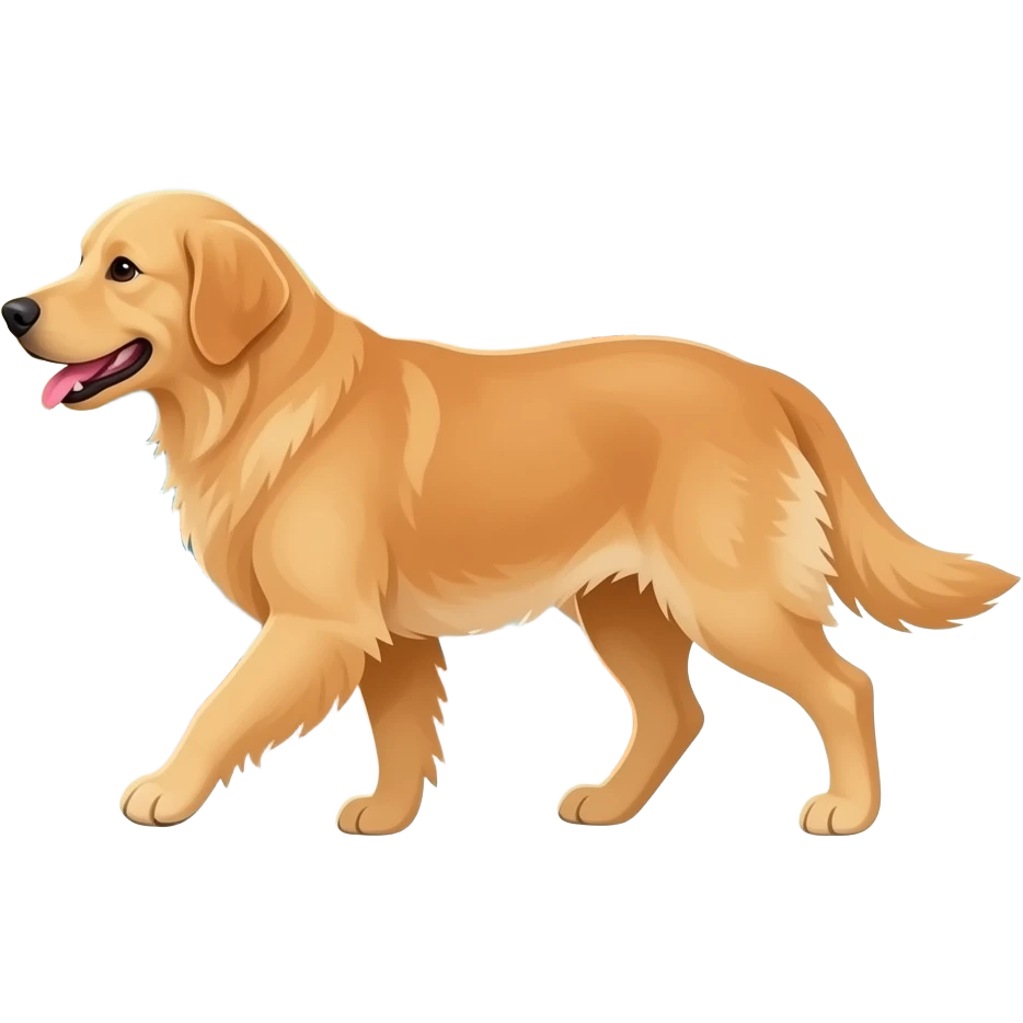 The Golden walks into the bright living room. emoji