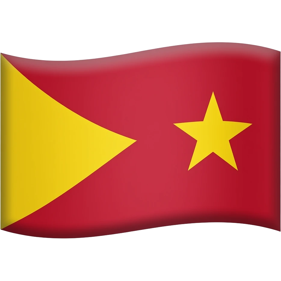 flag plain red background with a yellow triangle on the left size pointing east direction with a yellow 5 pointed star next to tbe triangle on the right tilted at a 45 degreee angle emoji