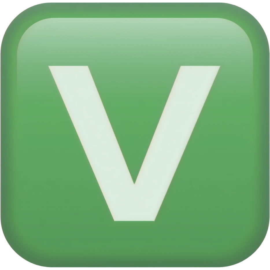 the letter V from the periodic table, green background, bold and simple design emoji