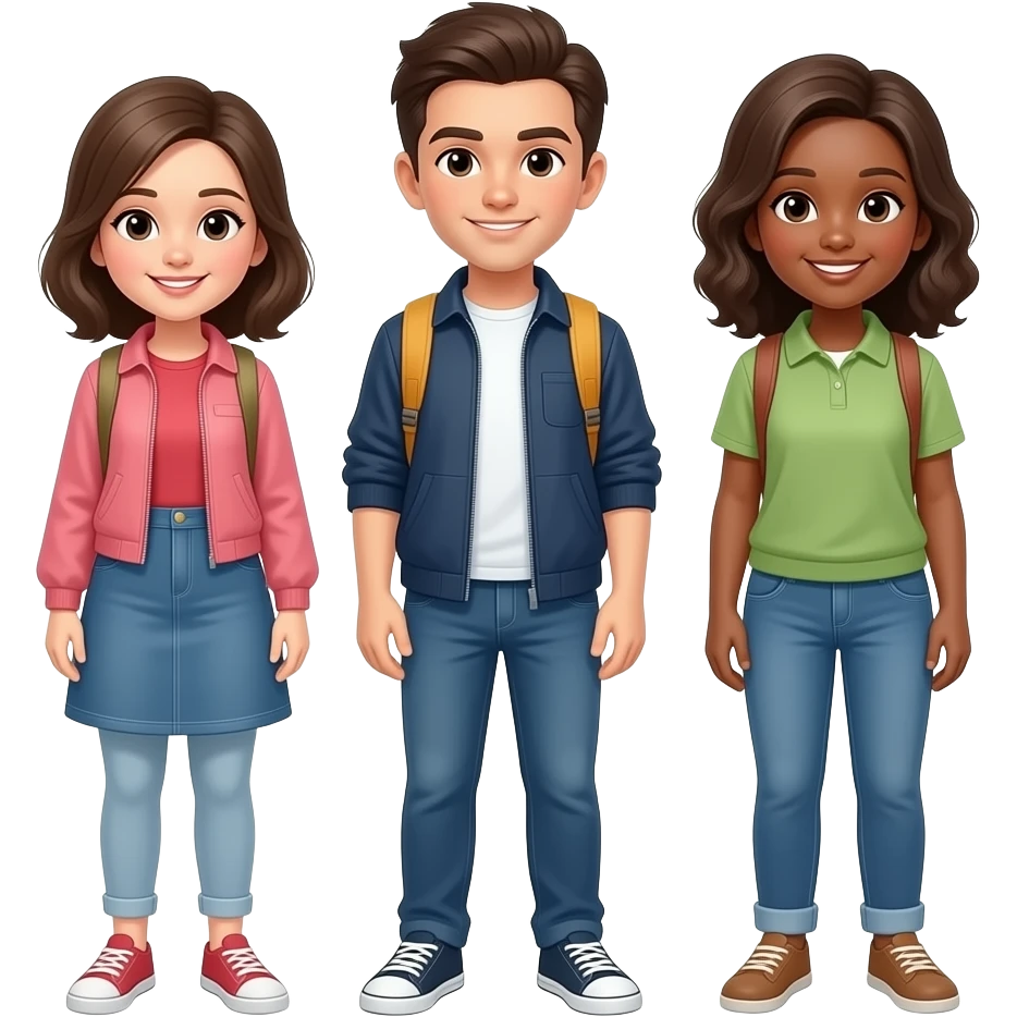 three students standing emoji