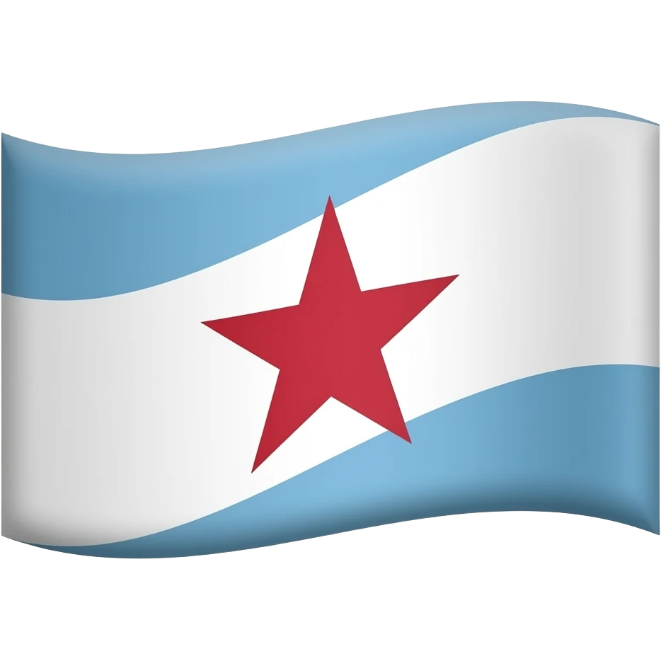 An emoji of a waving white flag with a light blue diagonal band crossing from the top-left corner to the bottom-right corner. The flag is charged with a large red star in the center. emoji