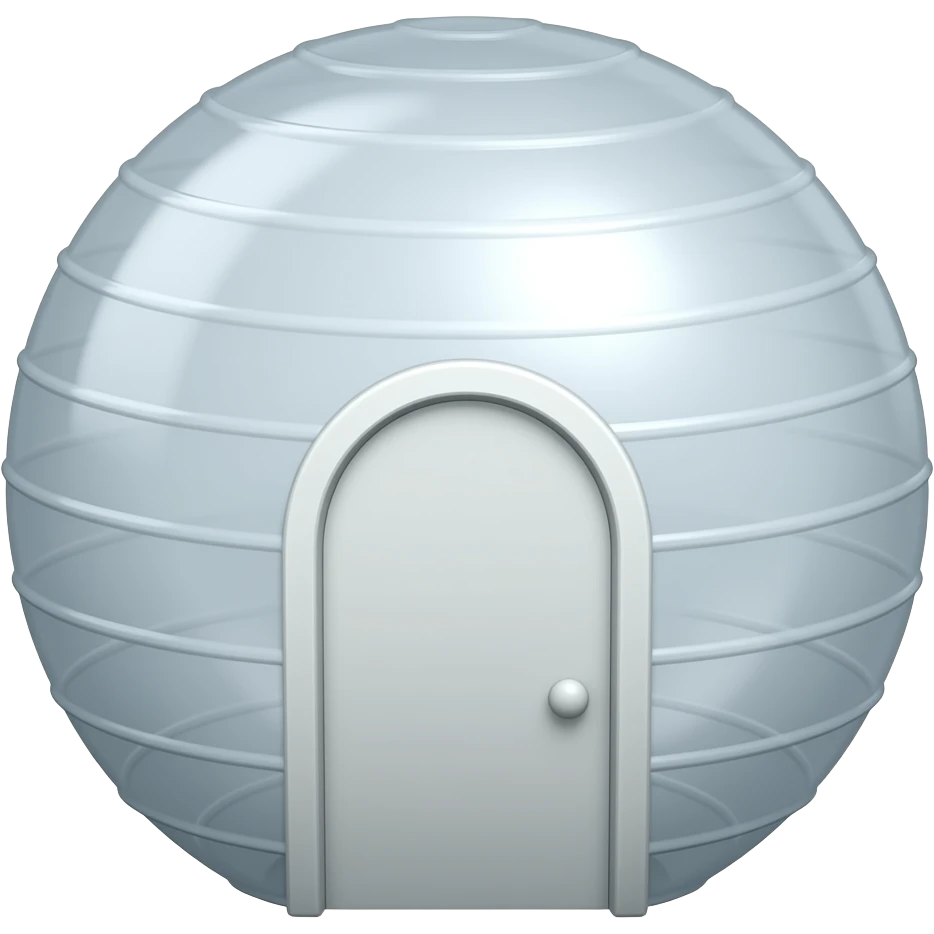 Create a cute 3D emoji icon of a transparent hamster exercise ball with small air holes and a round door. No hamster, no animal, no character. Glossy clear plastic, soft highlights, centered on transparent background, no text. please remove hamster that is inside the ball emoji