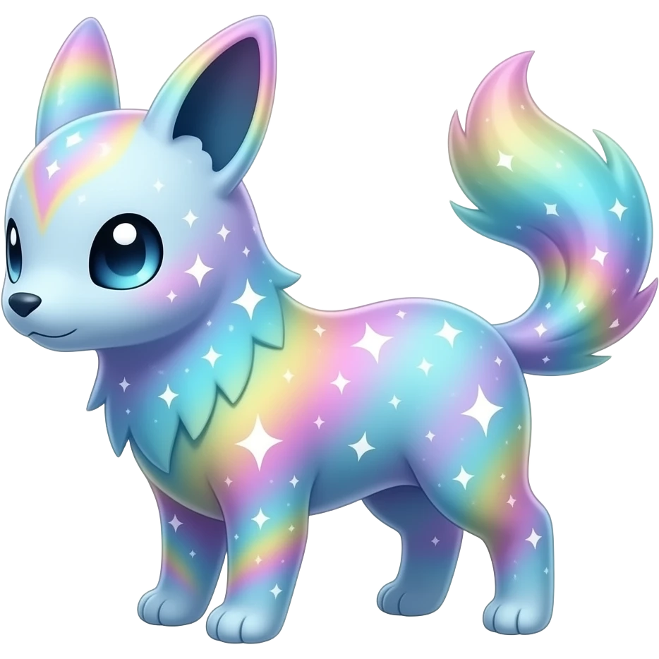 Cute cool colorful pastel nebula fantasy animal hybrid Fakemon full body emoji