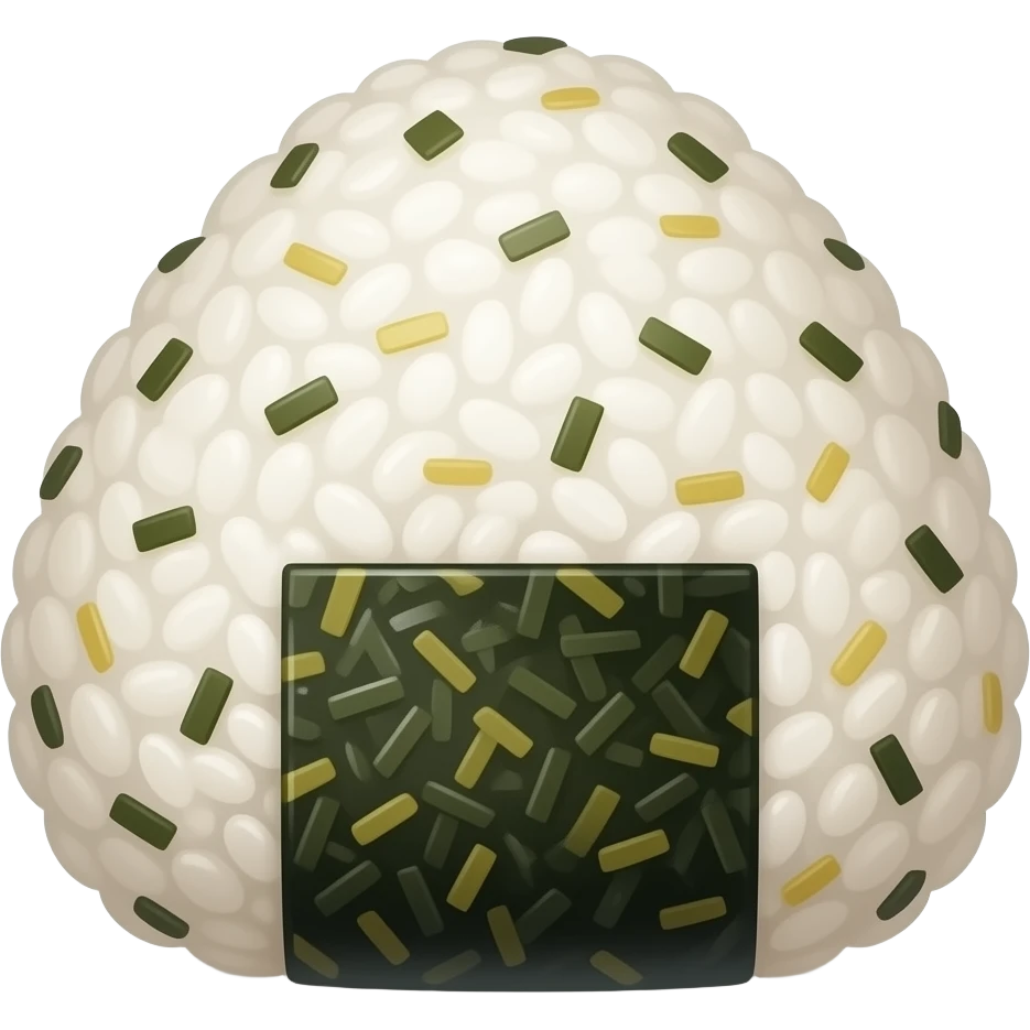 many perfect round type riceballs(not onigri), the korean style jumeokbap, mixed in shredded seaweed(gim) flakes on dish emoji