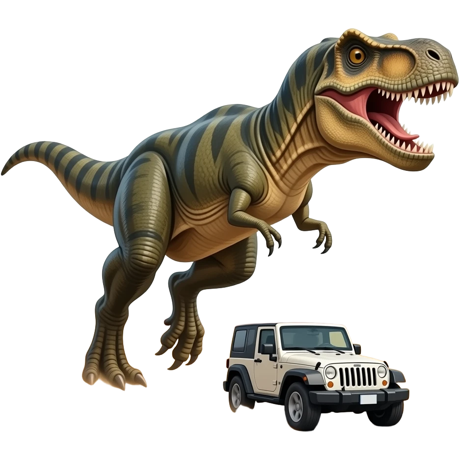 T. rex chasing jeep emoji