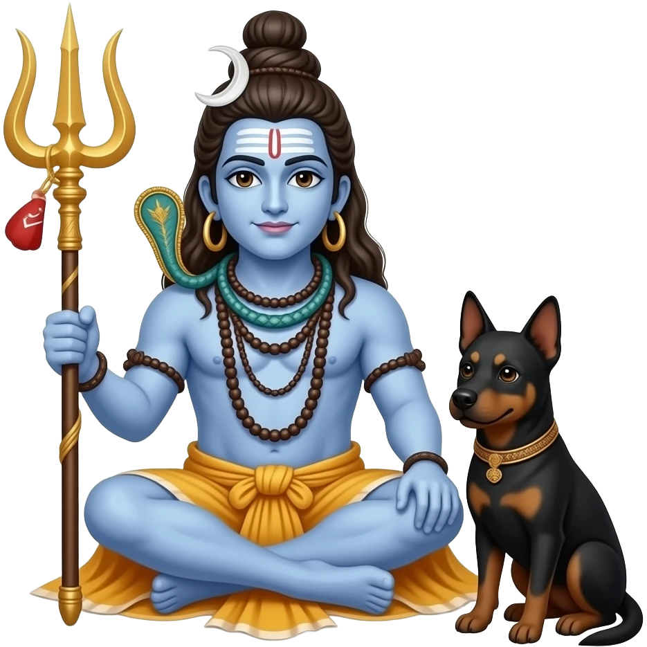 Create god kal Bhairav with trishul and black dog emoji