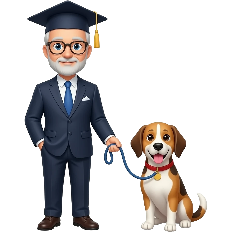 the professor holding a leash on a dog emoji