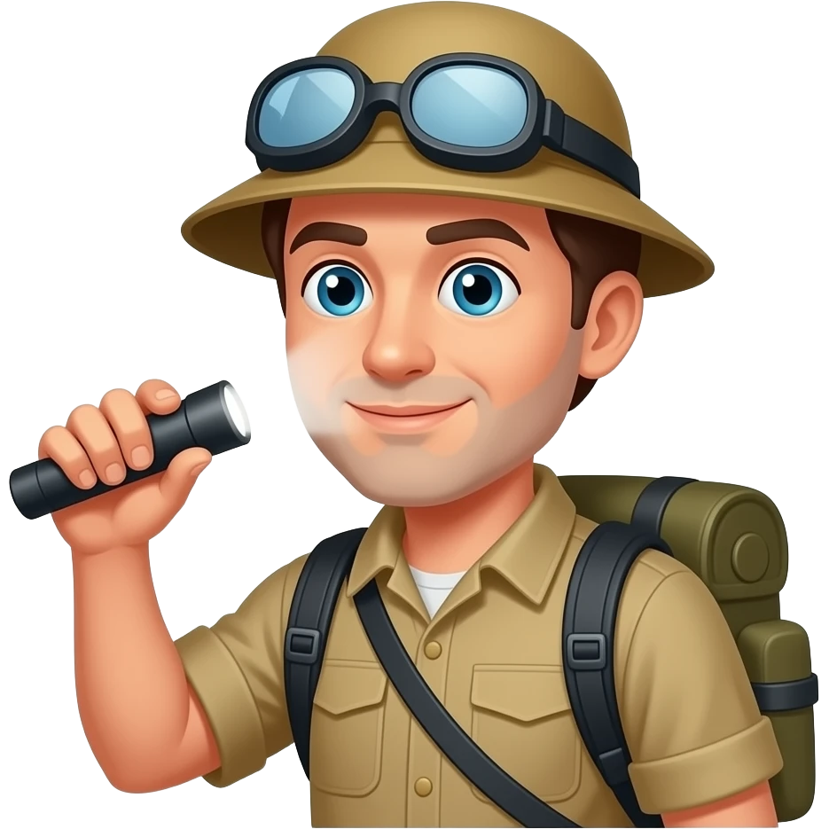 Cave Explorer Emoji tiny flashlight entering nostril emoji