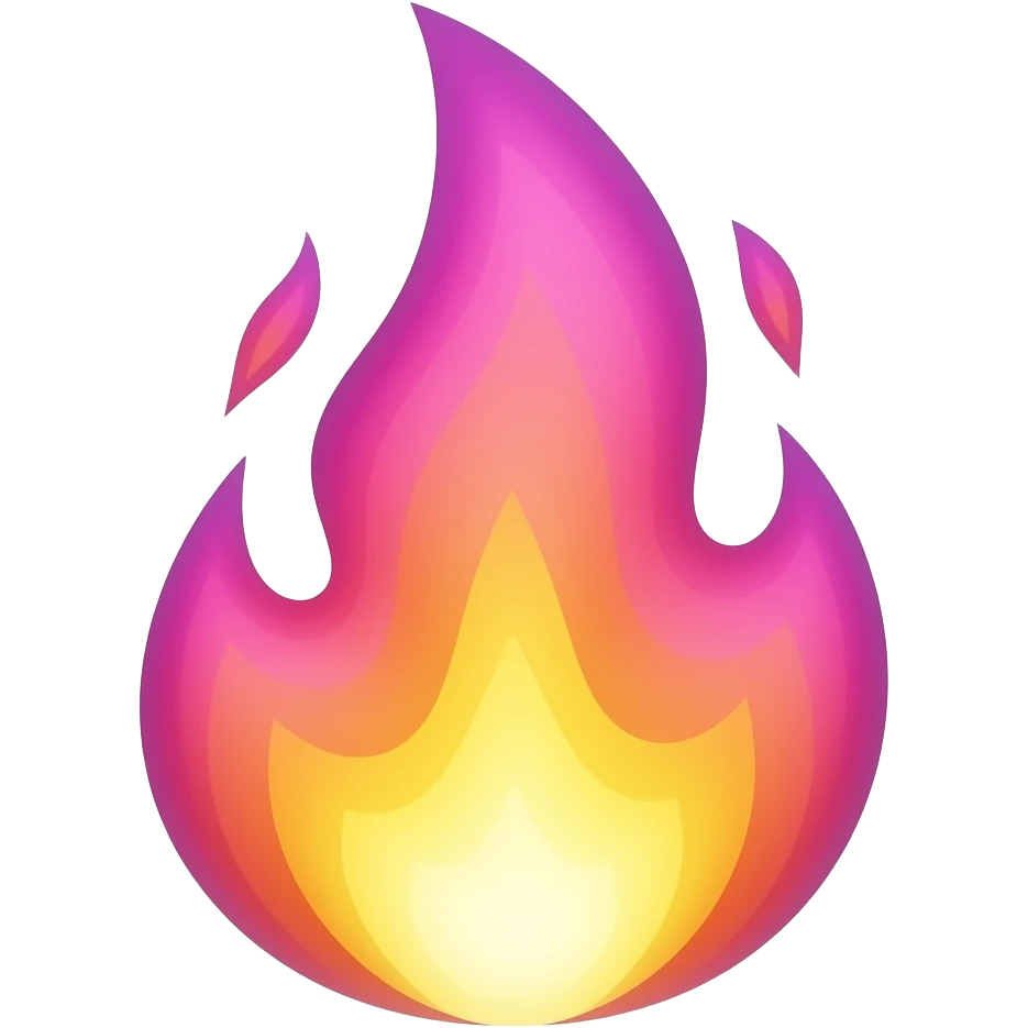 Flamme en dégradé multicolore realiste emoji