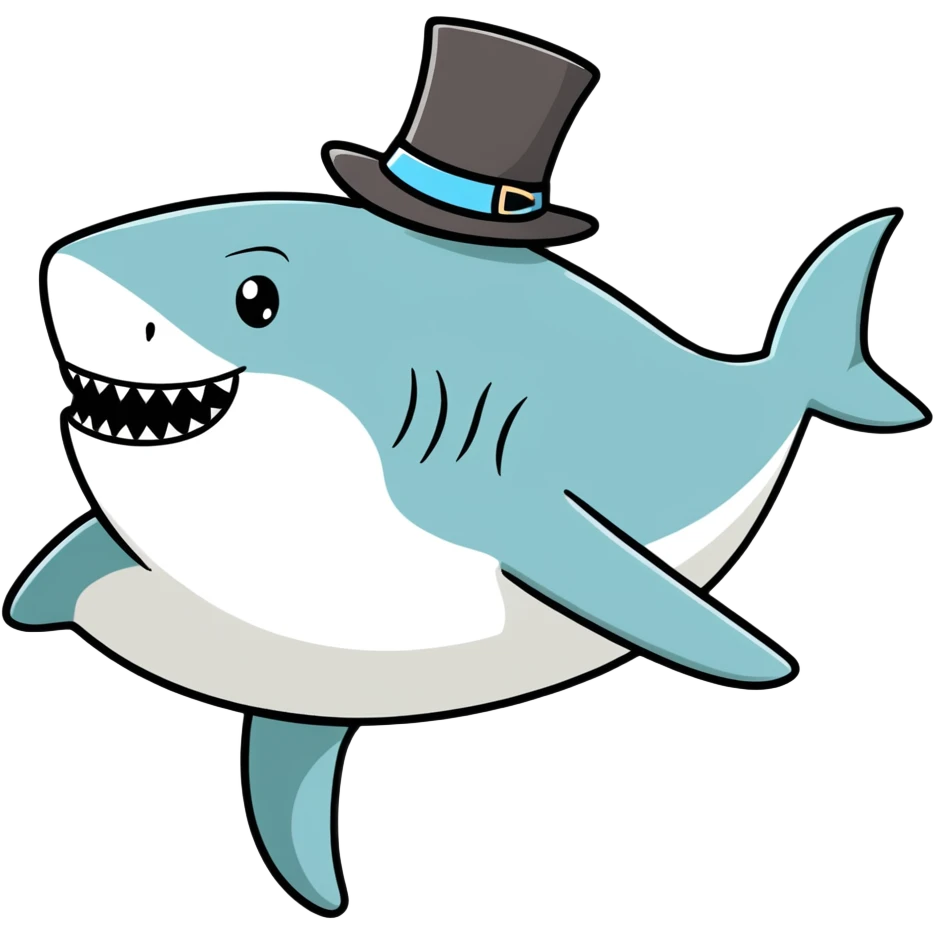 Shark with a top hat emoji