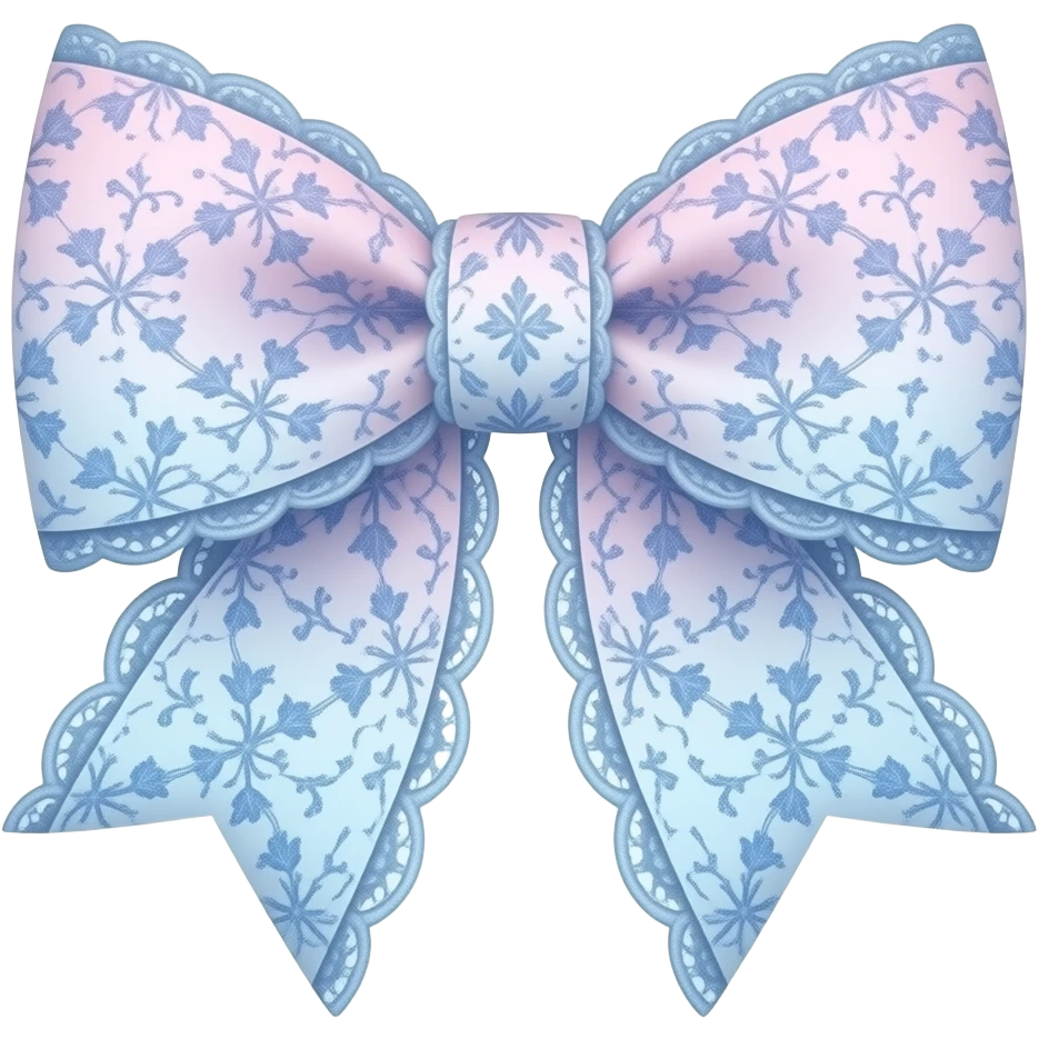 light pink ombre blue pastel with  bluebell rococo style pattern on bow lace coquette bow emoji