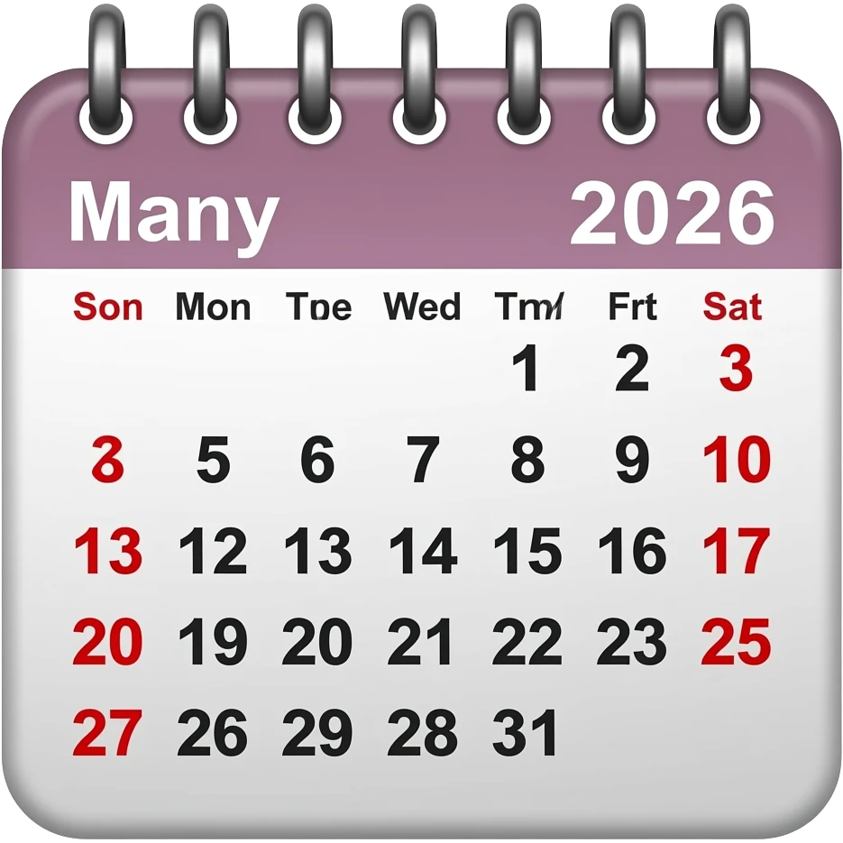 2026 calender may emoji