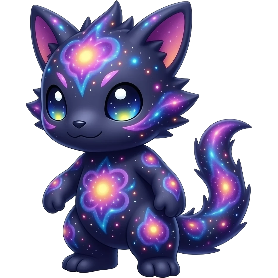 Cute cool colorful dark nebula fantasy-Fakemon-Digimon-animal-hybrid full body emoji