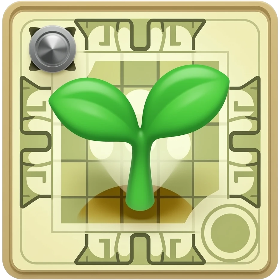 un jeu de société avec une pousse verte sur le jeu emoji