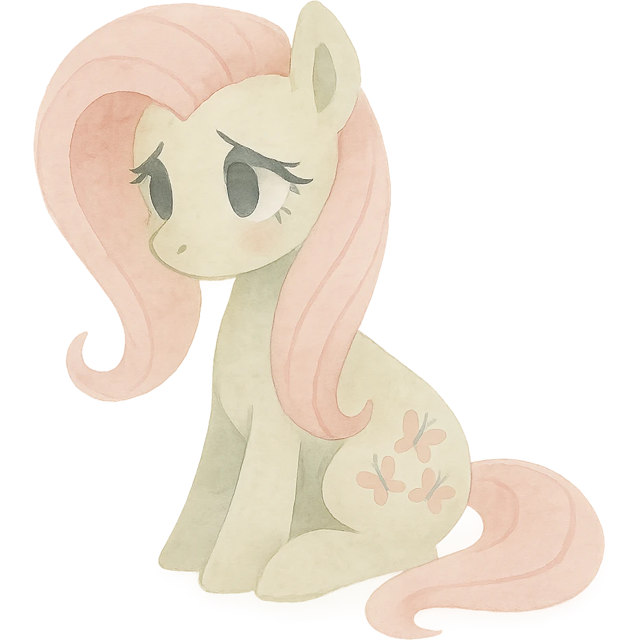 Fluttershy sitting and looking shy emoji