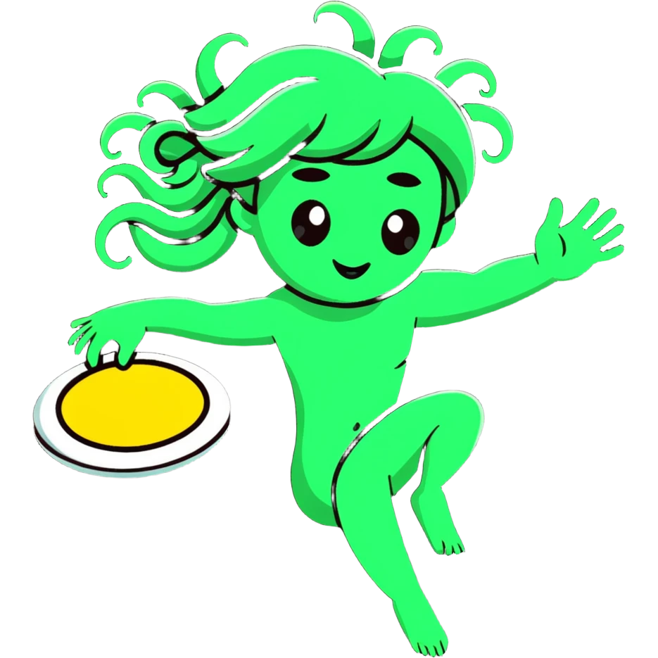 medusa throwing a frisbee to someone emoji