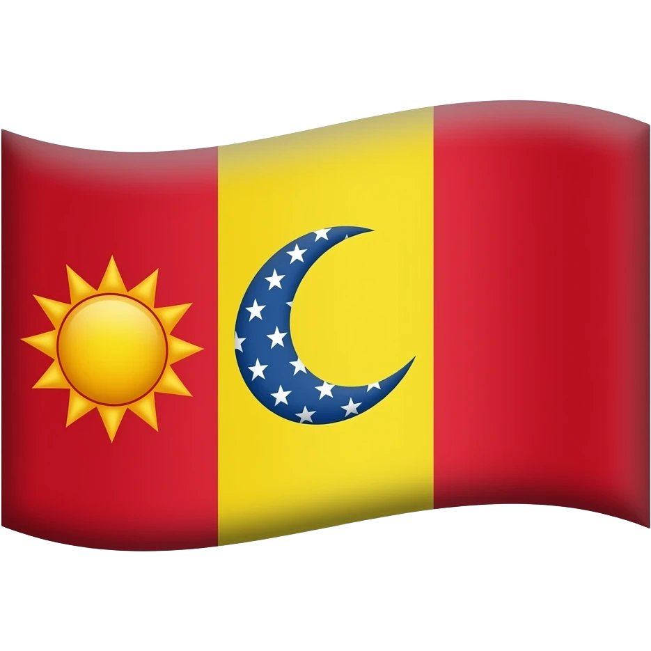 Bana bir bayrak yap yanlar kırmızı olsun ve orta kısmı sarı olsun bayrağın orta renginin yani sarı renginin içinde solda güneş sağda bir yıldızlı hilal olsun emoji