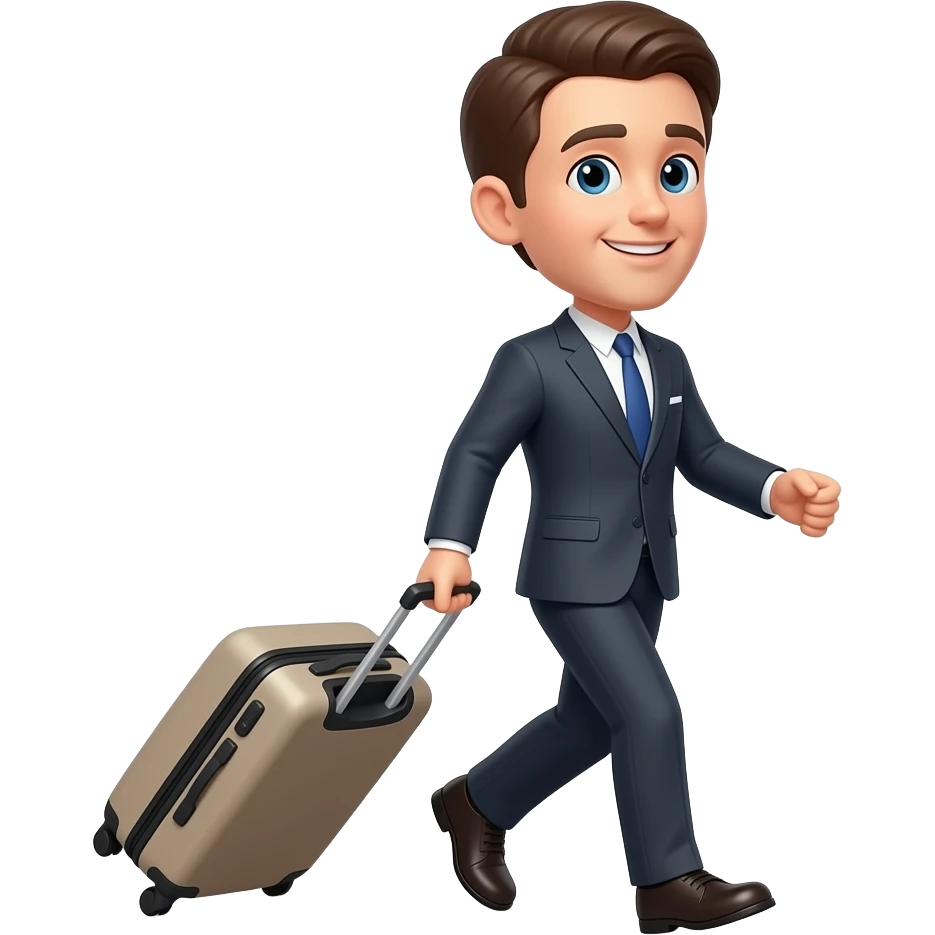 fait un passager moins heureux, neutre avec sa valise de profil un vacancier pas en costume, et pas heureux emoji