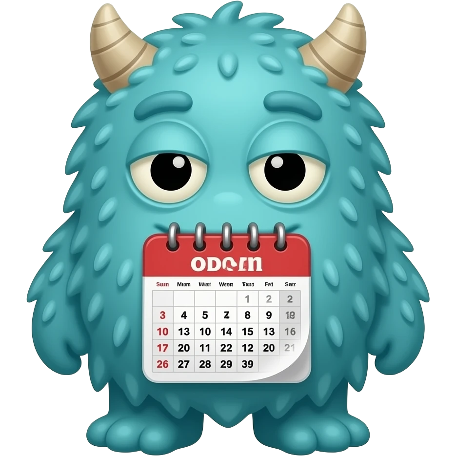 cartoon monster with a calendar emoji
