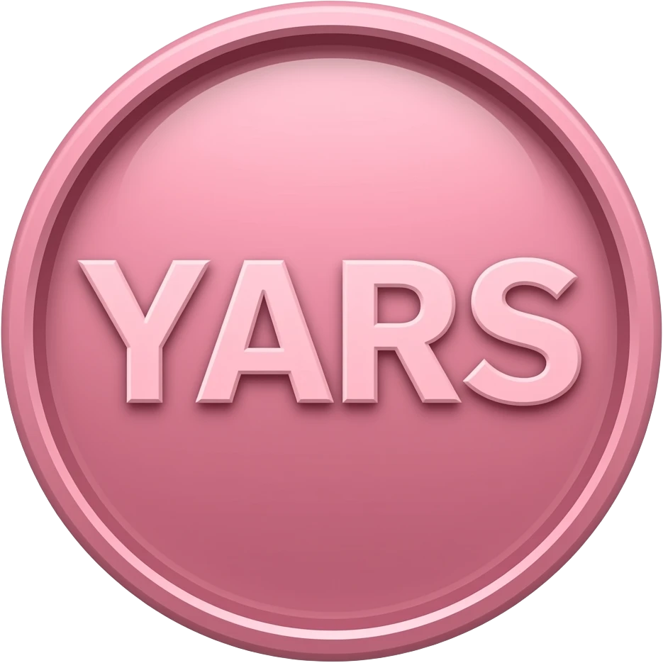 розовая монета в середине её надпись "YARS" emoji