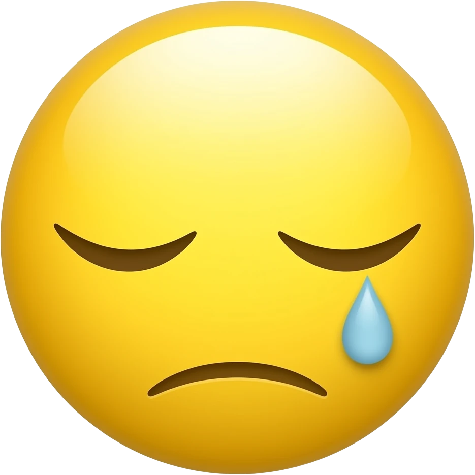 yellow circle emoji with closed eyes and teardrop emoji