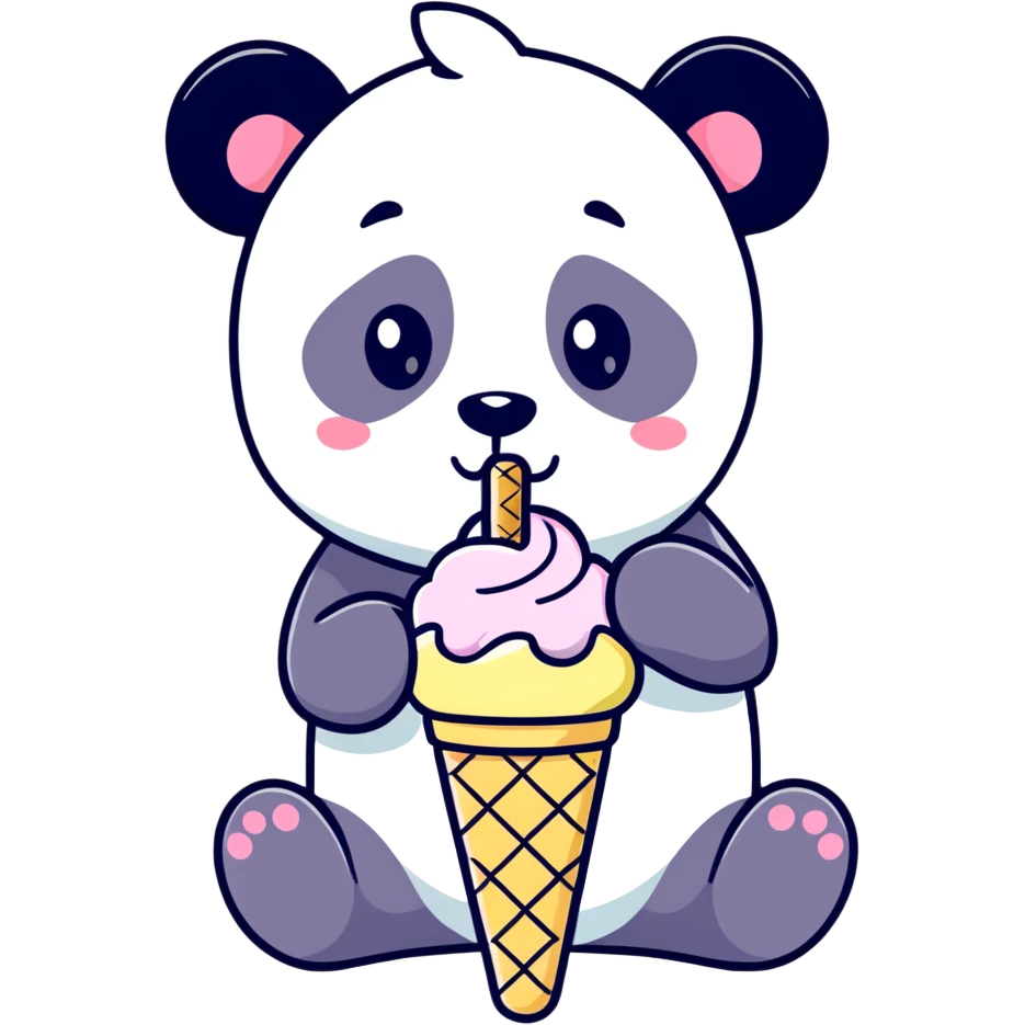 Panda eating ice cream emoji