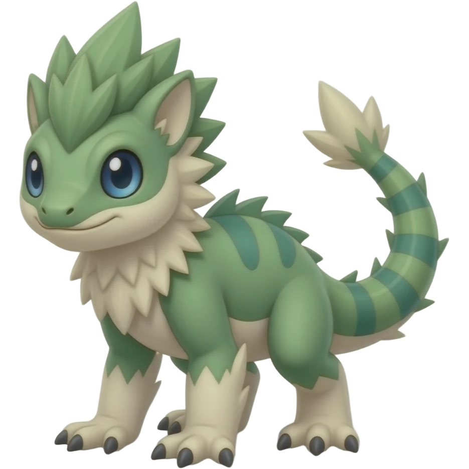 Lizard-Treecko-Kecleon-Axew-Exveemon-Fakémon-hybrid, full body emoji