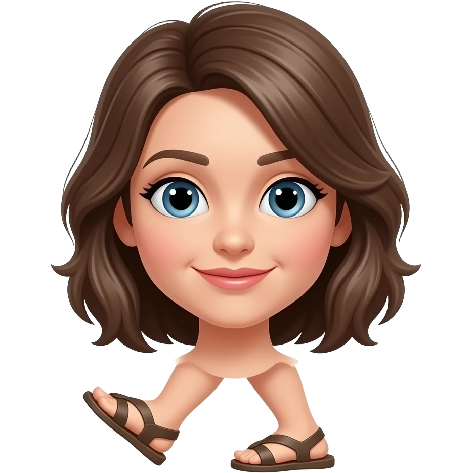 Woman with sandals moving her feet sideways of the sandals emoji