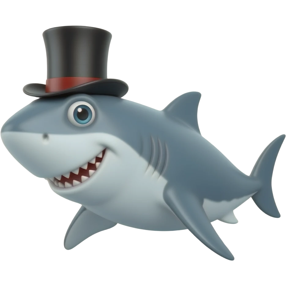 Shark with a top hat emoji