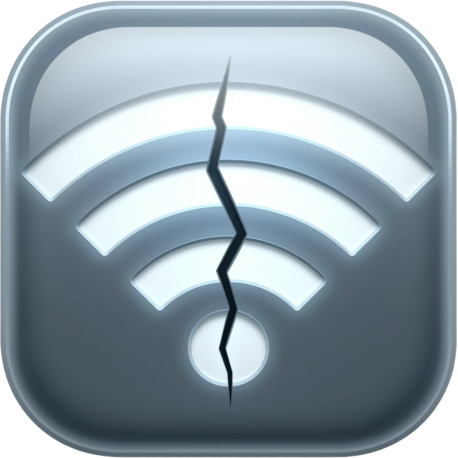 wifi sign with crack down the middle emoji
