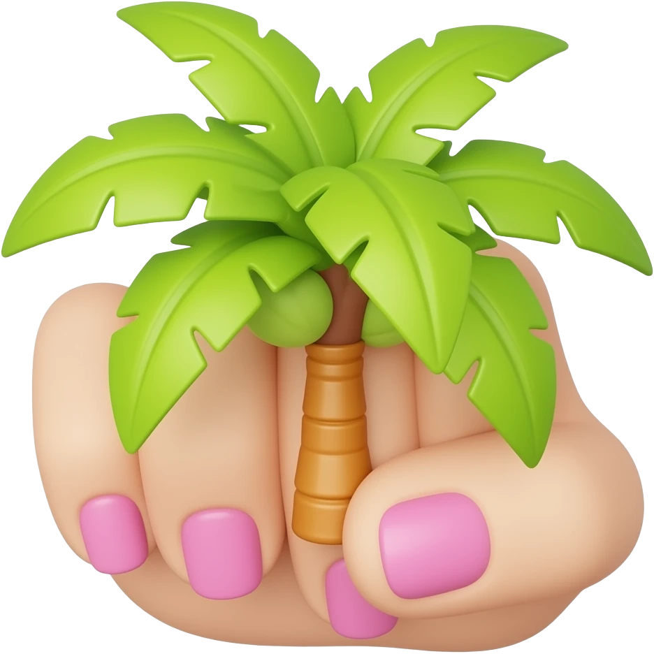 Золотая ладонь с розовым маникюром emoji