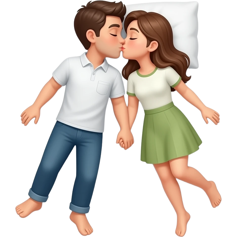 Couple kissing laying down emoji