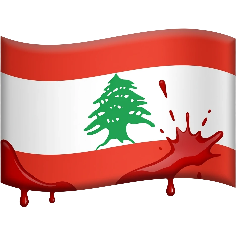 flag of Hezbollah with blood sticking on it symbolizing the blood of dead people for peace for Lebanon emoji